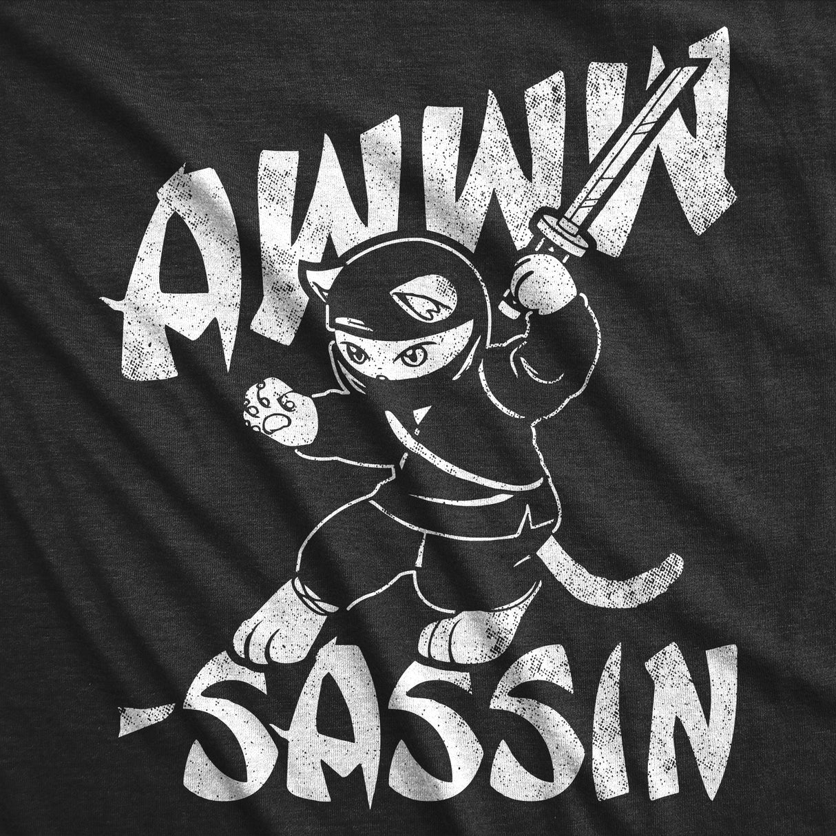 Mens Funny T Shirts Awww Sassin Sarcastic Kitten Graphic Novelty Tee For Men