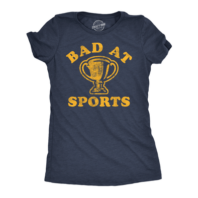 Womens Funny T Shirts Bad At Sports Sarcastic Fitness Tee For Ladies