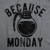 Womens Funny T Shirts Because Monday Coffee Pot Sarcastic Caffeine Lovers Tee For Ladies