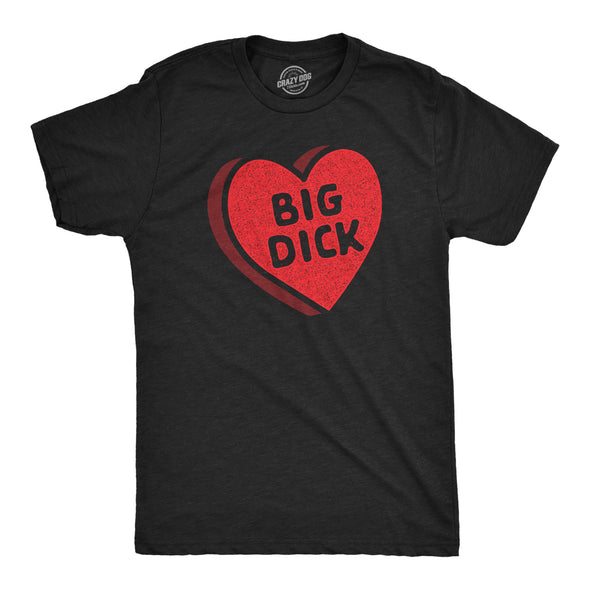 Mens Big Dick Candy Heart T Shirt Funny Valentines Day Adult Joke Tee For Guys