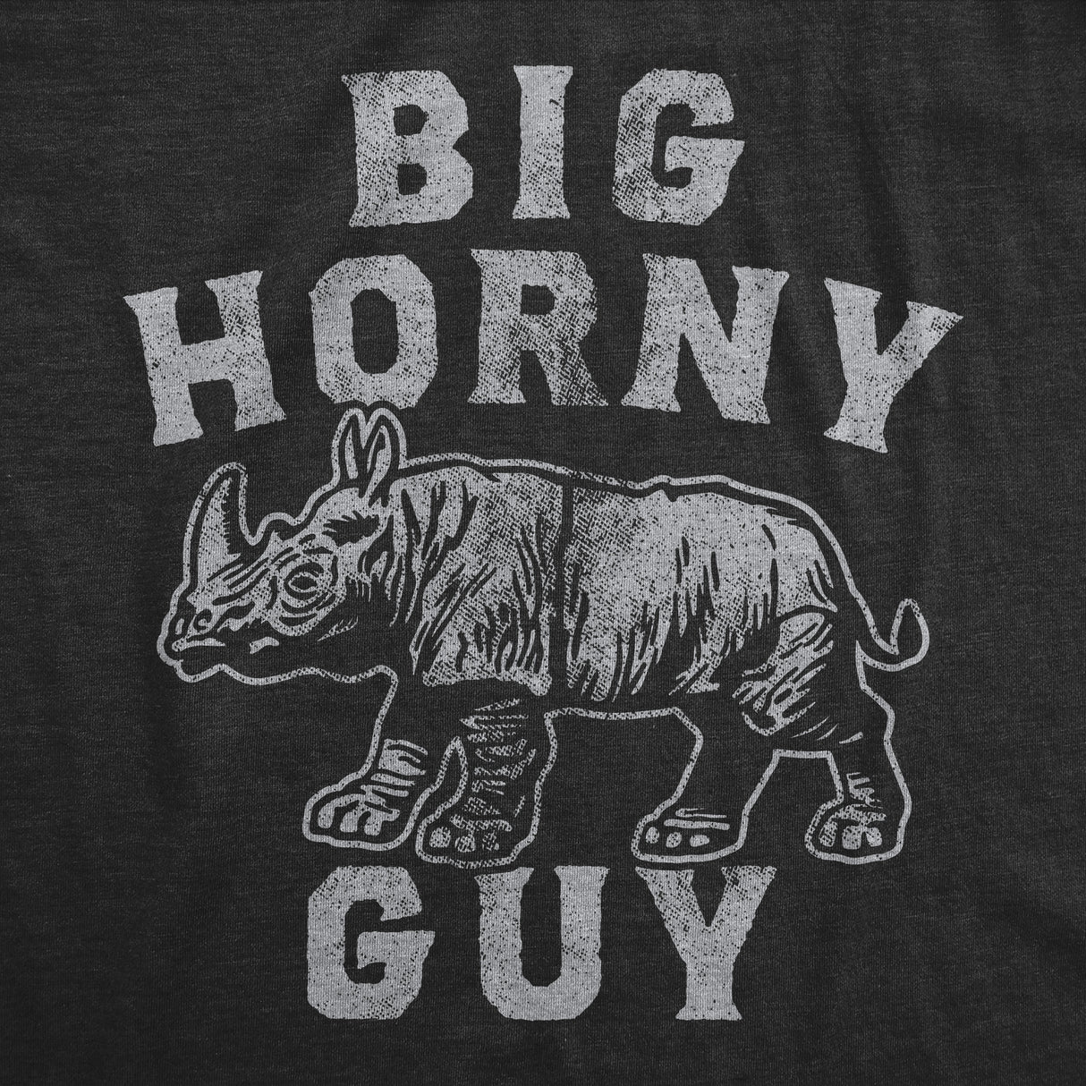 Mens Big Horny Guy T Shirt Funny Rhino Horn Adult Sex Joke Tee for Guys
