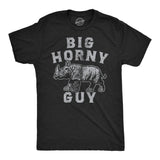 Mens Big Horny Guy T Shirt Funny Rhino Horn Adult Sex Joke Tee for Guys