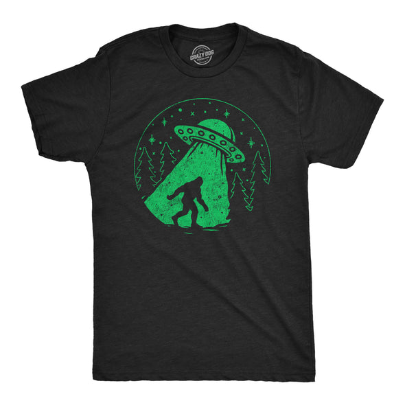 Mens Funny T Shirts Bigfoot Alien Abduction Sarcastic UFO Graphic Tee For Men