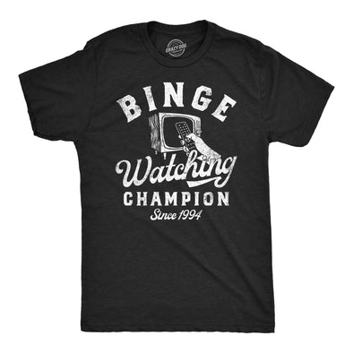 Mens Funny T Shirts Binge Watching Champion Vintage Tees For Men