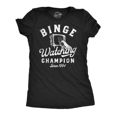 Womens Funny T Shirts Binge Watching Champion Vintage Tees For Ladies