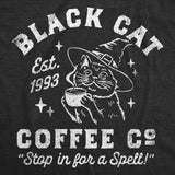 Womens Funny T Shirts Black Cat Coffee Co Sarcastic Halloween Graphic Tee for Ladies