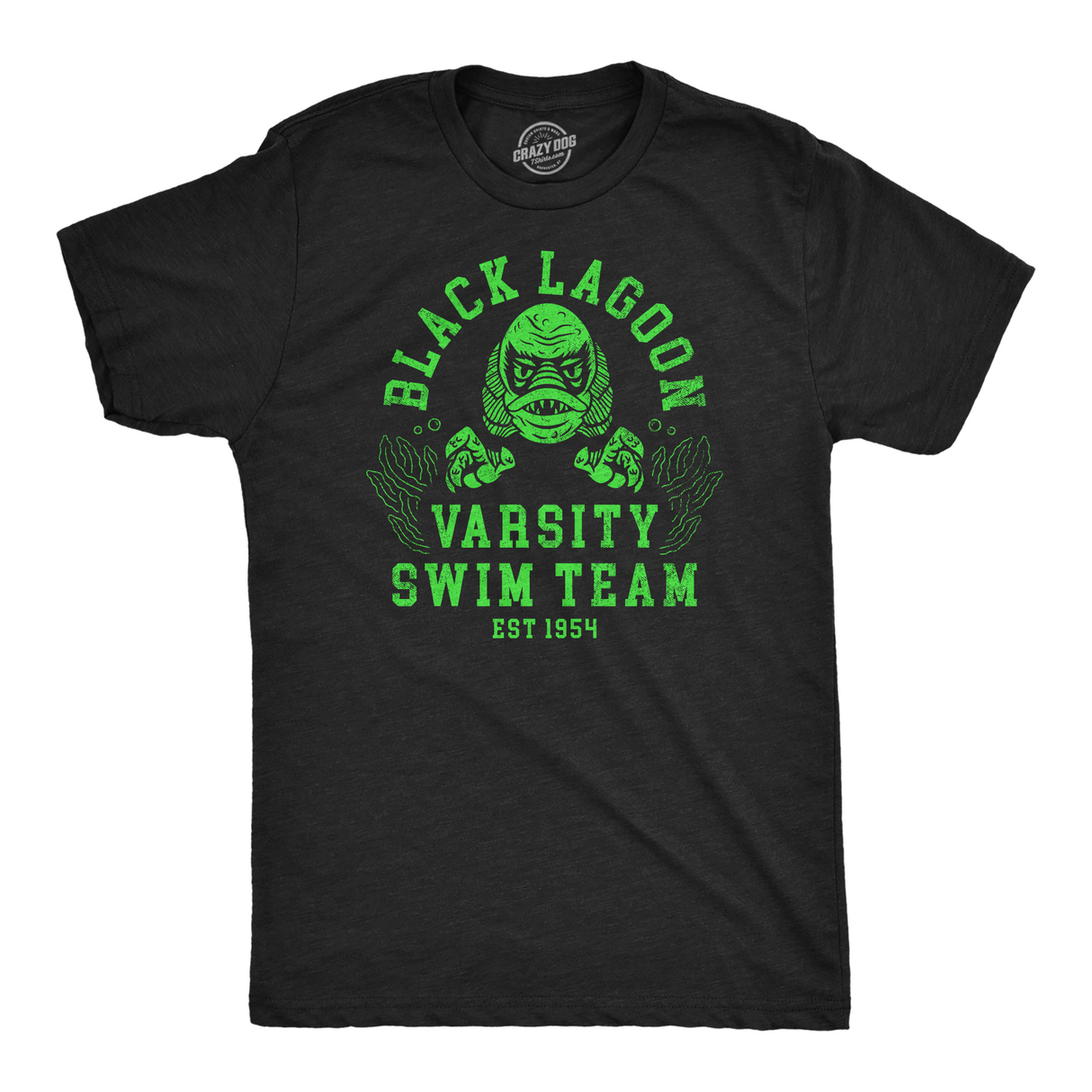 Mens Funny T Shirts Black Lagoon Varsity Swim Team Sarcastic Halloween Graphic Tee for Men