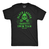 Mens Funny T Shirts Black Lagoon Varsity Swim Team Sarcastic Halloween Graphic Tee for Men