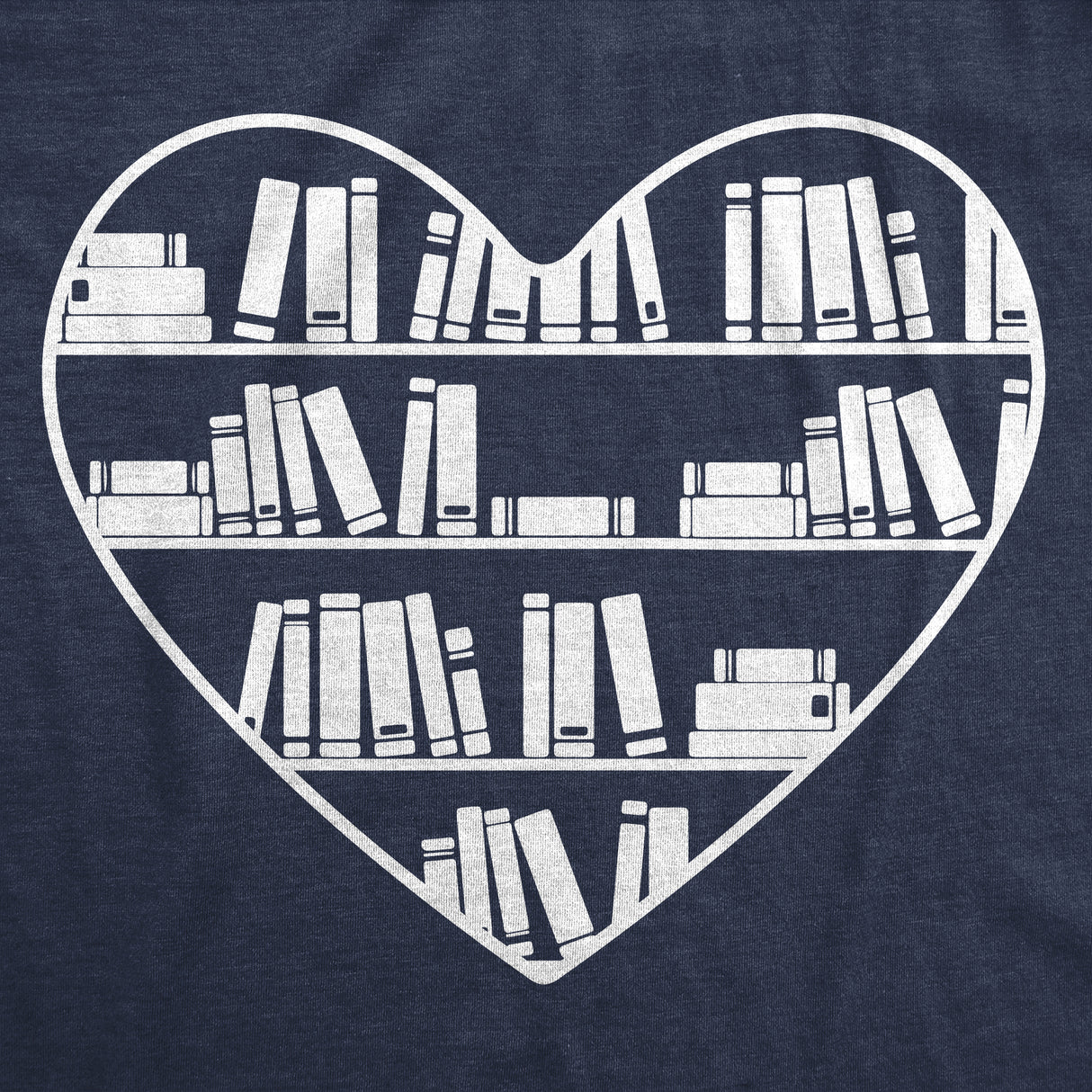 Womens Bookshelf Heart Funny T Shirt Reading Graphic Tee For Ladies