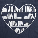 Mens Bookshelf Heart Funny T Shirt Reading Graphic Tee For Men