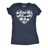 Womens Bookshelf Heart Funny T Shirt Reading Graphic Tee For Ladies