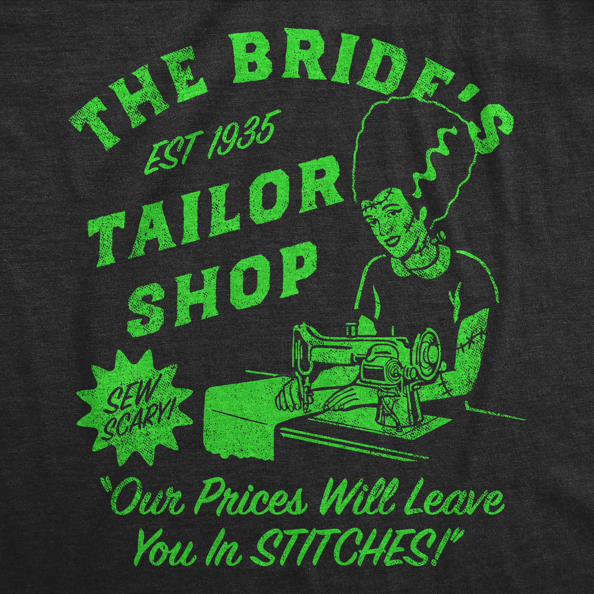 Womens Funny T Shirts The Brides Tailor Shop Sarcastic Halloween Graphic Tee for Ladies