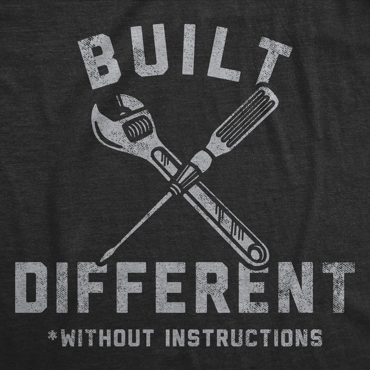 Mens Funny T Shirts Built Different Without Instructions Sarcastic Novelty Tee for Men