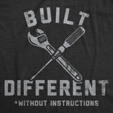 Mens Funny T Shirts Built Different Without Instructions Sarcastic Novelty Tee for Men
