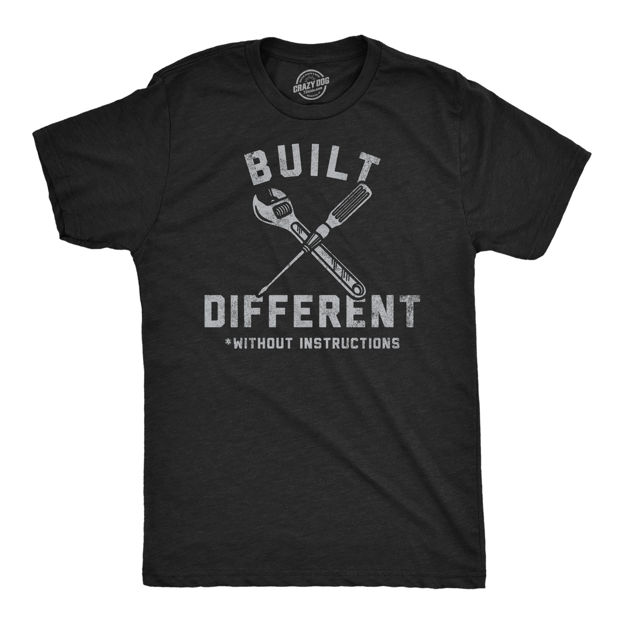 Mens Funny T Shirts Built Different Without Instructions Sarcastic Novelty Tee for Men