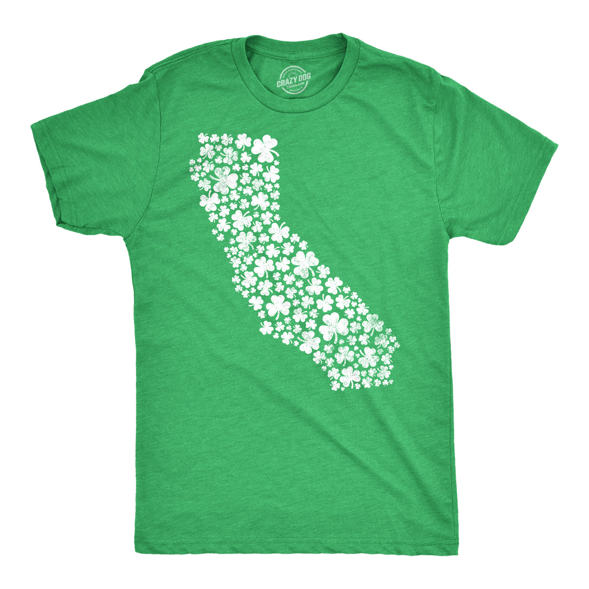 Mens California State Clovers T Shirt Funny St Pattys Day Parade Shamrocks Lovers Tee for Guys