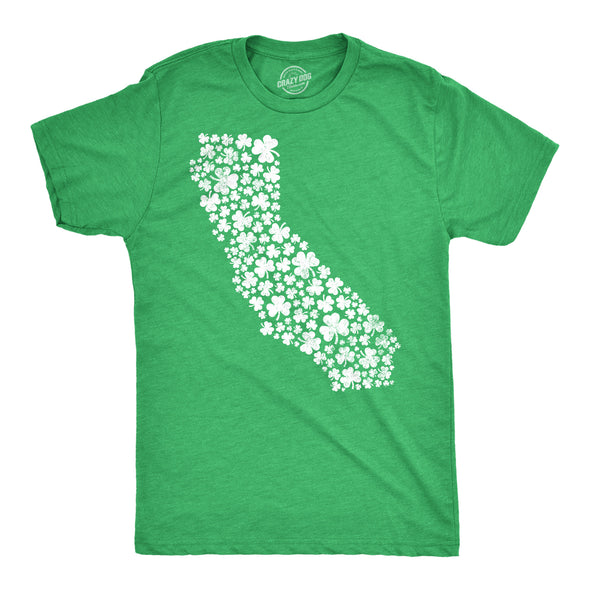 Mens California State Clovers T Shirt Funny St Pattys Day Parade Shamrocks Lovers Tee For Guys