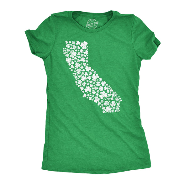 Womens California State Clovers T Shirt Funny St Pattys Day Parade Shamrocks Lovers Tee For Ladies