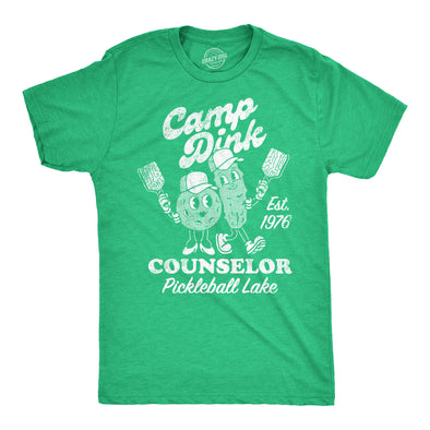 Mens Camp Dink Counselor Pickleball Lake T Shirt Funny Pickle Ball Lovers Joke Tee For Guys