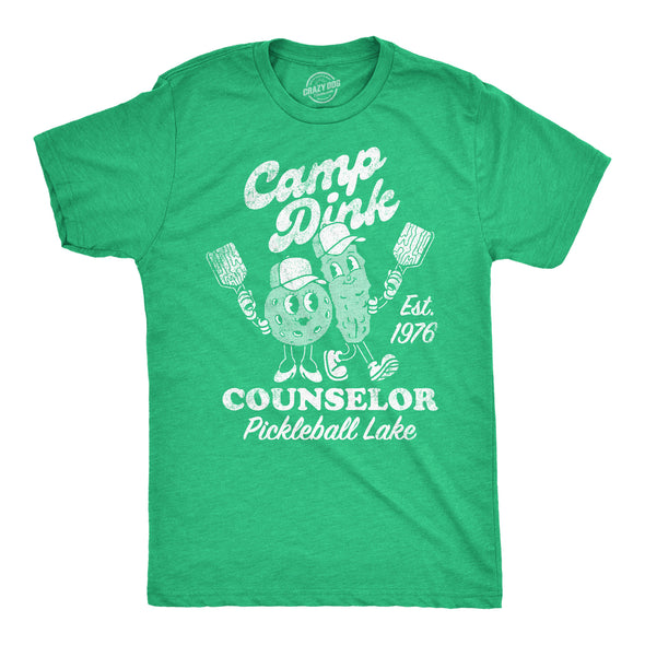 Mens Camp Dink Counselor Pickleball Lake T Shirt Funny Pickle Ball Lovers Joke Tee For Guys