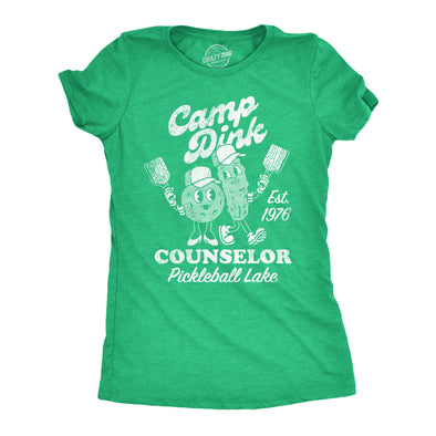 Womens Camp Dink Counselor Pickleball Lake T Shirt Funny Pickle Ball Lovers Joke Tee For Ladies