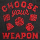 Mens Funny T Shirts Choose Your Weapon Sarcastic Role Playing Dice Graphic Tee for Men