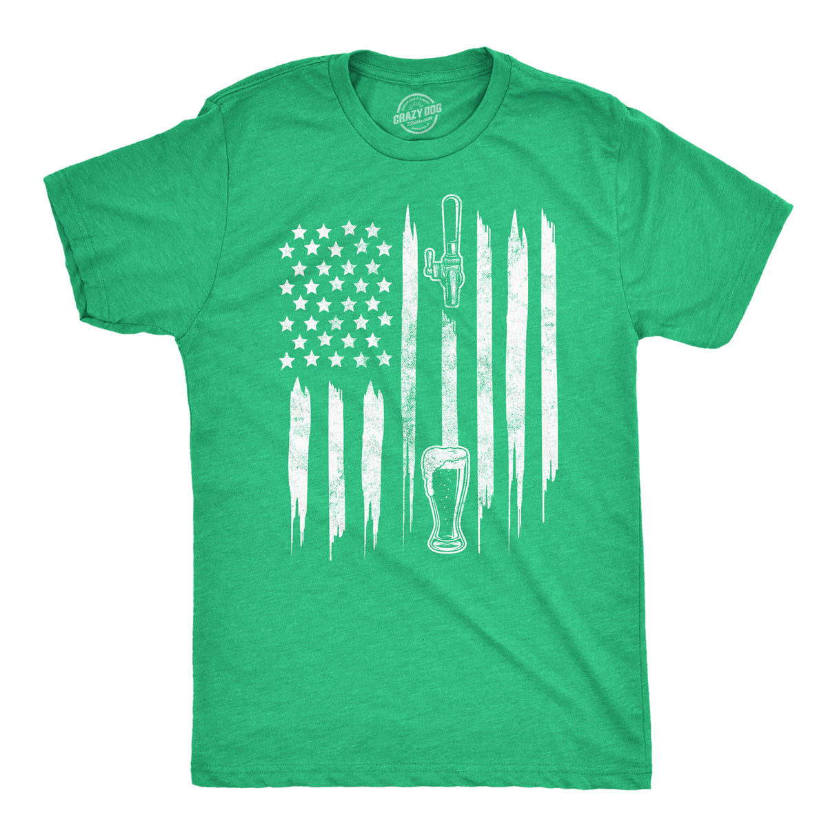 Mens Craft Beer American Flag St Patricks Day Graphic Tee Drinking T Shirt