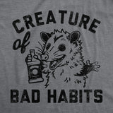 Womens Funny T Shirts Creature Of Bad Habits Sarcastic Drinking Possum Graphic Tee For Men