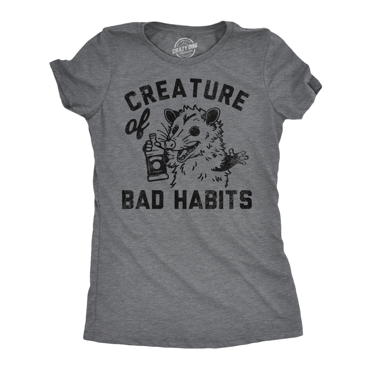 Womens Funny T Shirts Creature Of Bad Habits Sarcastic Drinking Possum Graphic Tee For Men