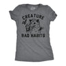 Womens Funny T Shirts Creature Of Bad Habits Sarcastic Drinking Possum Graphic Tee For Men