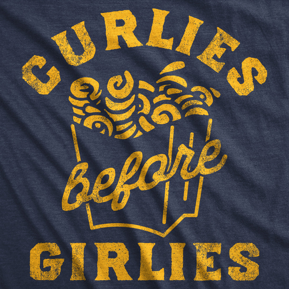 Mens Funny T Shirts Curlies Before Girlies Sarcastic Curly Fries Graphic Tee for Men