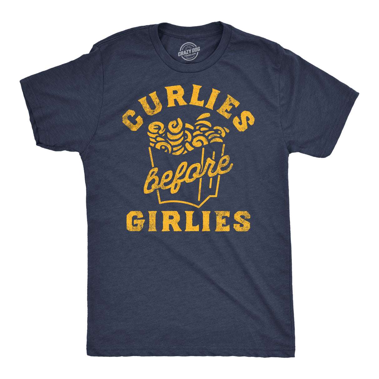 Mens Funny T Shirts Curlies Before Girlies Sarcastic Curly Fries Graphic Tee for Men