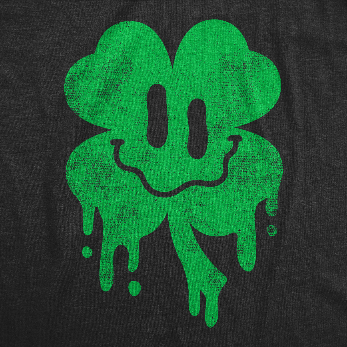 Womens Dripping Clover Face T Shirt Funny St Paddys Day Wasted Shamrock Smiling Face Tee For Ladies