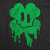 Womens Dripping Clover Face T Shirt Funny St Paddys Day Wasted Shamrock Smiling Face Tee For Ladies