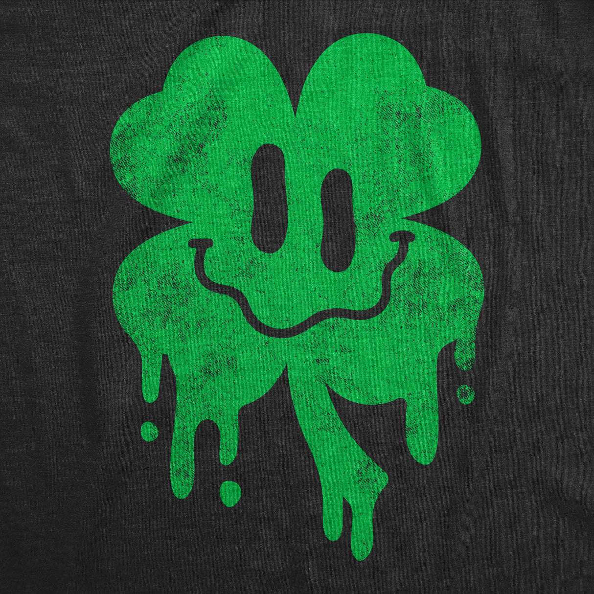 Mens Dripping Clover Face T Shirt Funny St Paddys Day Wasted Shamrock Smiling Face Tee for Guys