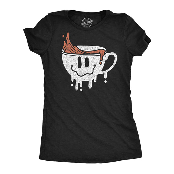 Womens Dripping Coffee Smile Funny T Shirts Caffeine Graphic Tee For Ladies