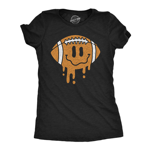 Womens Dripping Football Smile Funny T Shirts Sports Graphic Tee For Ladies