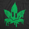 Mens Dripping Pot Leaf Smile T Shirt Funny 420 Weed Smoking Lovers Smiling Face Joke Tee For Guys