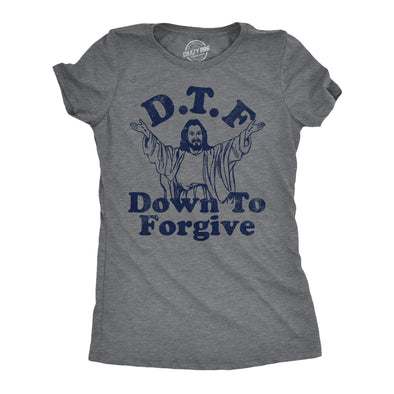 Womens Funny T Shirts DTF Down To Forgive Sarcastic Religious Tee For Ladies