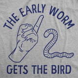 Mens Funny T Shirts The Early Worm Gets The Bird Sarcastic Middle Finger Graphic Tee for Men
