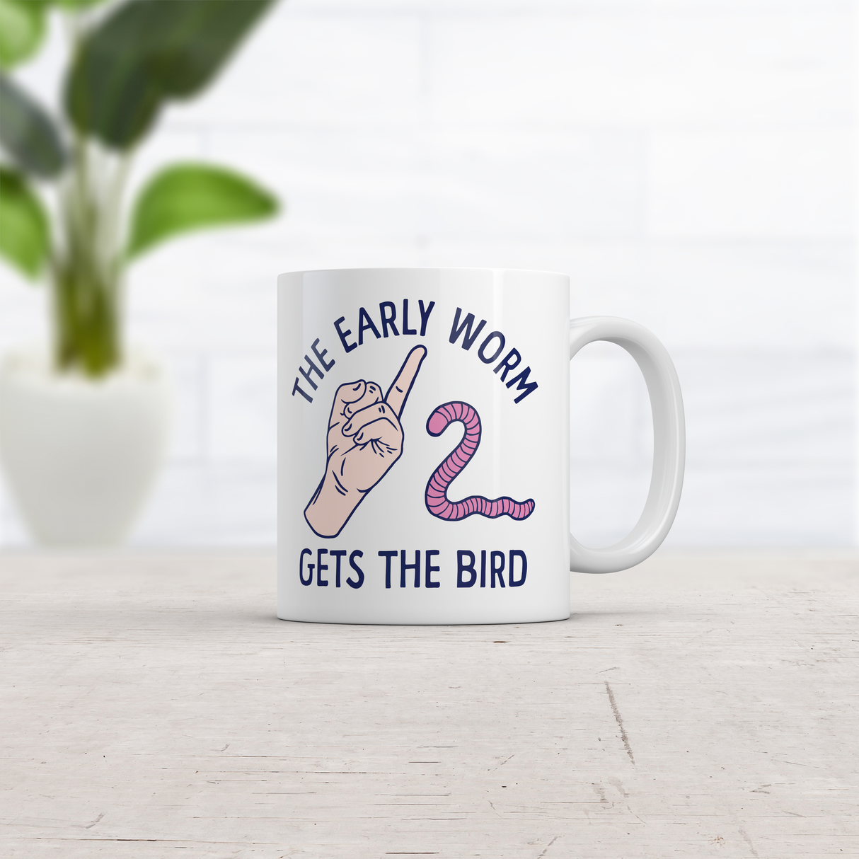The Early Worm Gets The Bird Mug Funny Sarcastic Middle Finger Graphic Cup-11oz