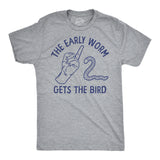 Mens Funny T Shirts The Early Worm Gets The Bird Sarcastic Middle Finger Graphic Tee for Men