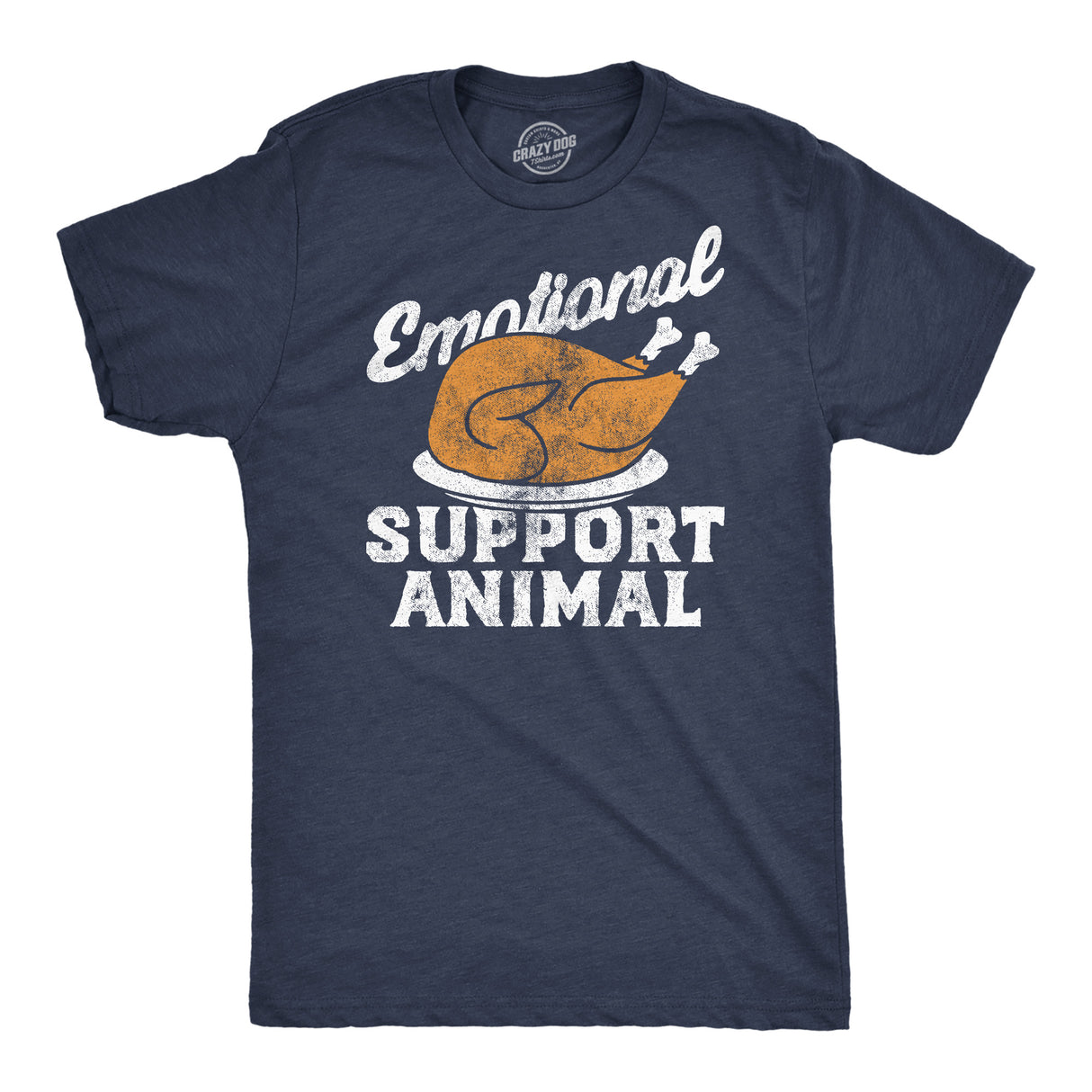 Mens Funny T Shirts Emotional Support Animal Turkey Sarcastic Thanksgiving Dinner Novelty Tee for Men