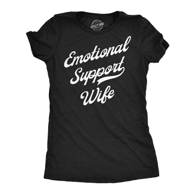 Womens Funny T Shirts Emotional Support Wife Sarcastic Graphic Tee For Ladies