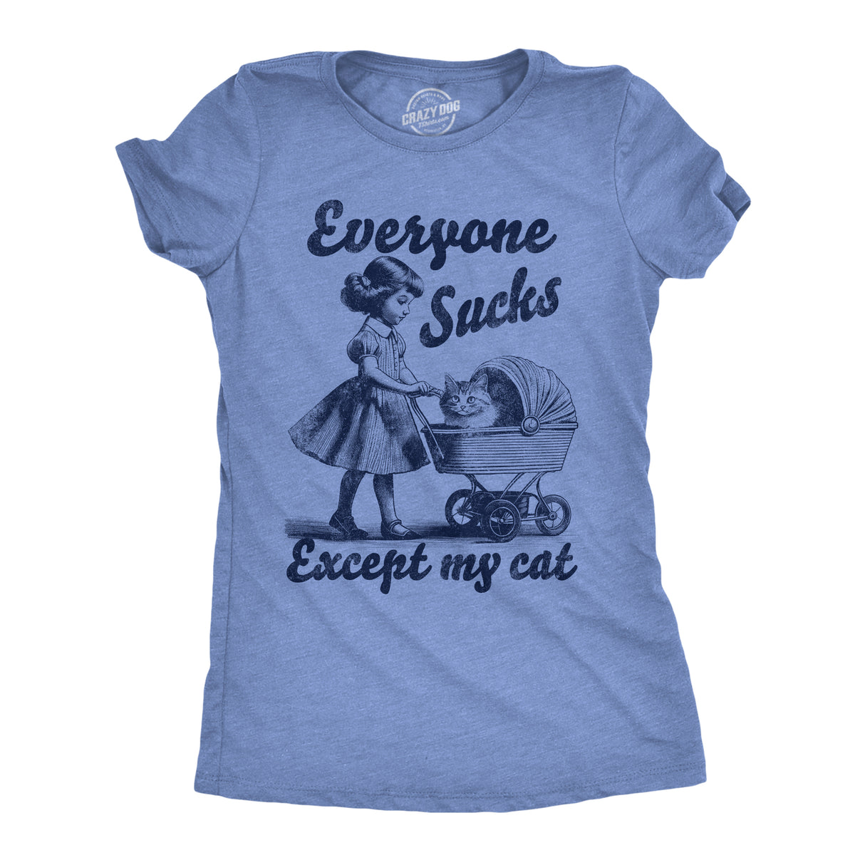 Womens Funny T Shirts Everyone Sucks Except My Cat Sarcastic Kitten Novelty Tee for Ladies