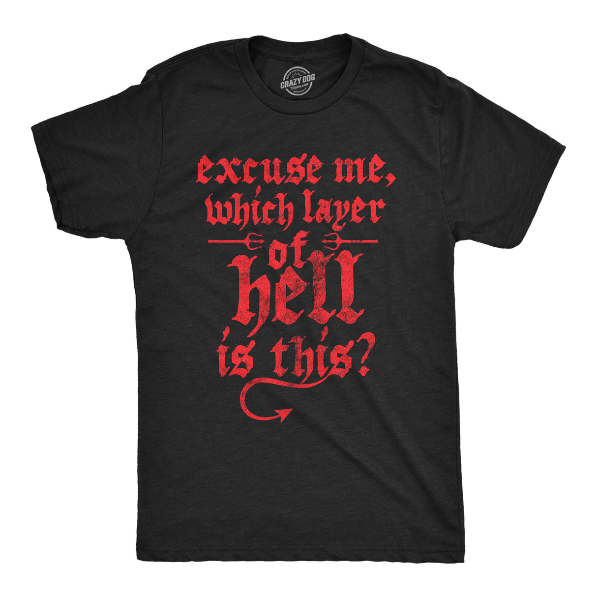 Mens Funny T Shirts Excuse Me Which Layer Of Hell Is This Sarcastic Novelty Tee for Men