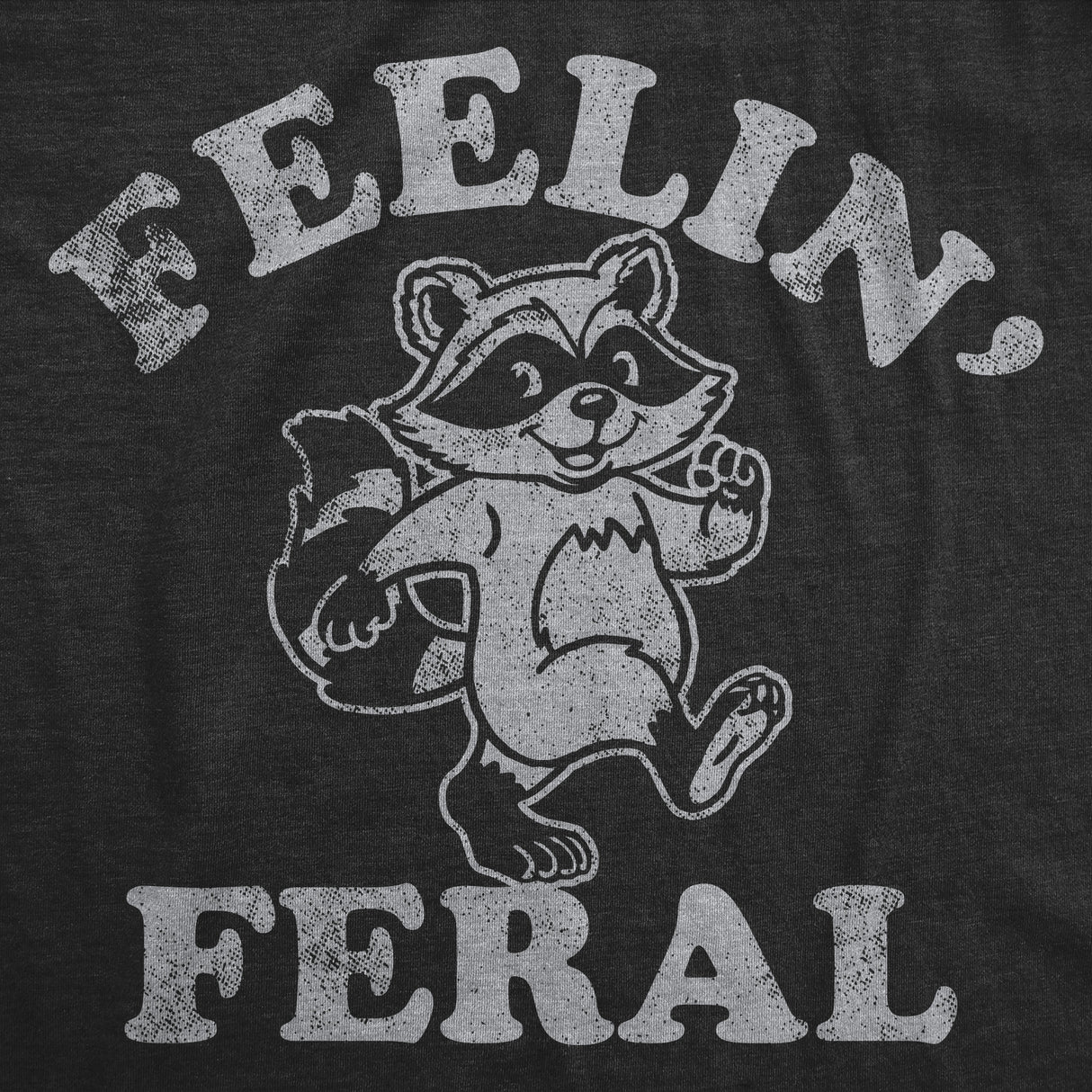 Womens Funny T Shirts Feelin Feral Raccoon Sarcastic Graphic Novelty Tee For Ladies