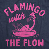 Womens Funny T Shirts Flamingo With The Flow Sarcastic Animal Graphic Tee for Ladies