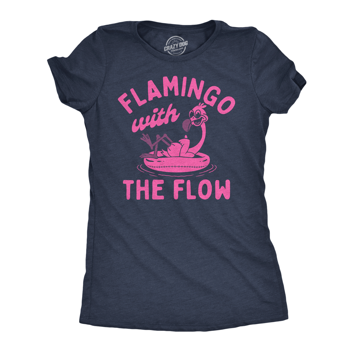 Womens Funny T Shirts Flamingo With The Flow Sarcastic Animal Graphic Tee for Ladies