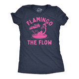 Womens Funny T Shirts Flamingo With The Flow Sarcastic Animal Graphic Tee for Ladies